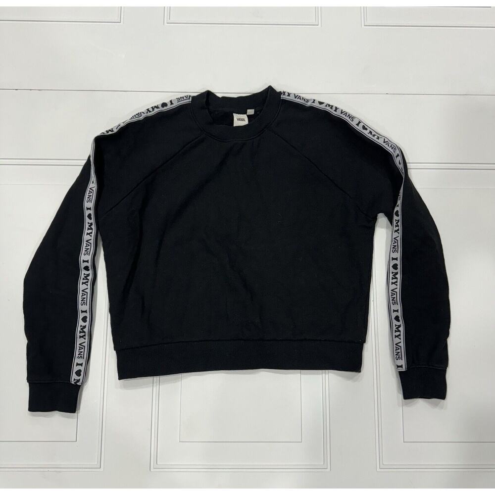 Vans Women's I Love My Vans Black/White Crew Sweatshirt Size Small S Y2K